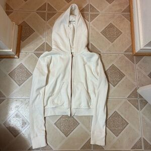 Abercrombie White crop Hooded Zip-Up Jacket